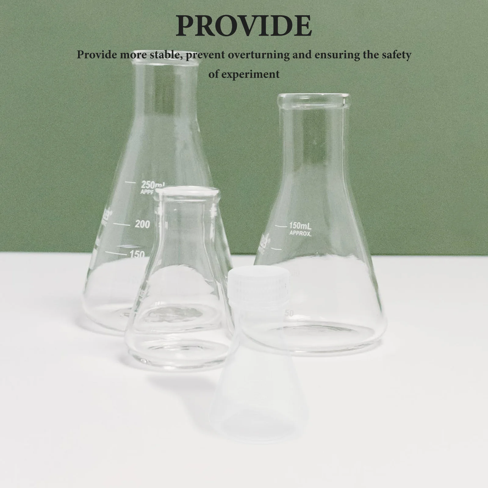 

5 Pcs Flask Chemistry Erlenmeyer Flat Experiment Container Conical Beaker Plastic
