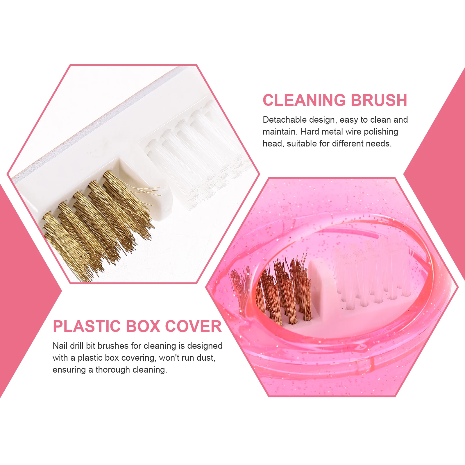 

2 шт., сверла для чистки ногтей, чехол для щетки, прочный металлический пластиковый съемный чехол, удобный для переноски инструмент для чистки ногтей, набор для салона, домашнего использования