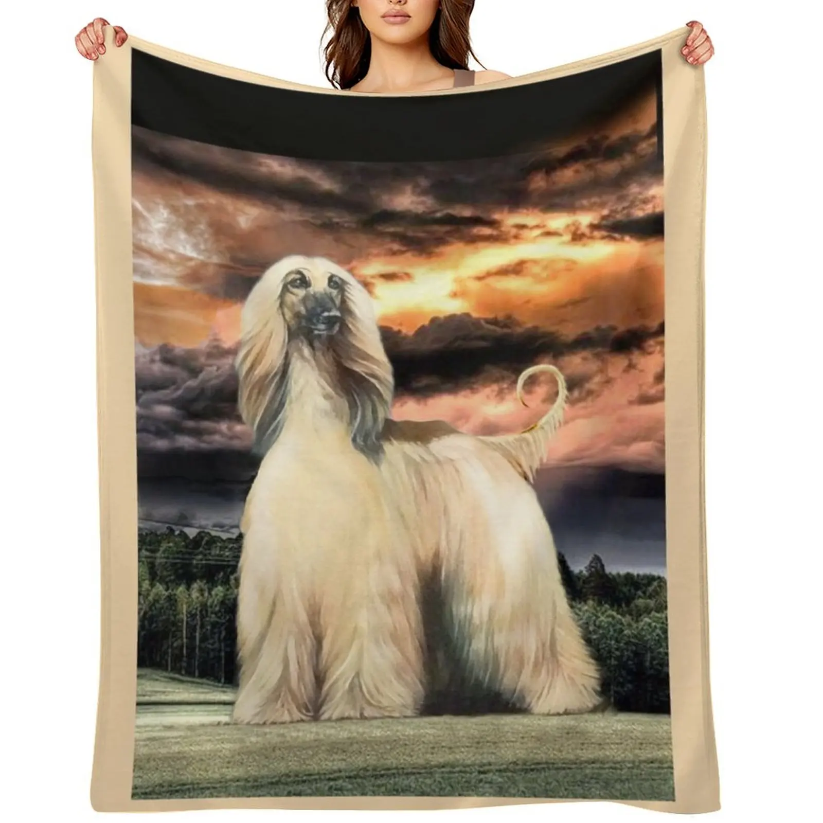 

The Majestic Afghan Hound. Masked Gold. Throw Blanket Blankets For Baby Plaid Flannel warm for winter Blankets
