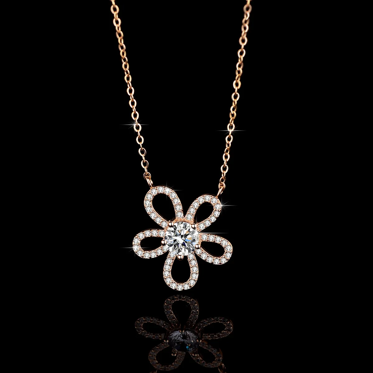 

18K gold pendant moissanite ins women's sunflower flower necklace D color VVS1 diamond pendant clavicle chain