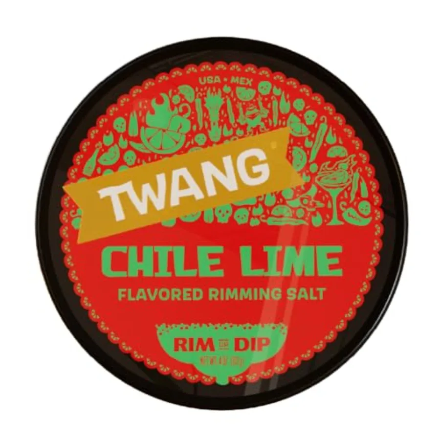 

Twang Flavored Salt Rimmer Chile Lime for Margaritas Mocktails Smoothies and Micheladas 4 Ounce Pack of 12