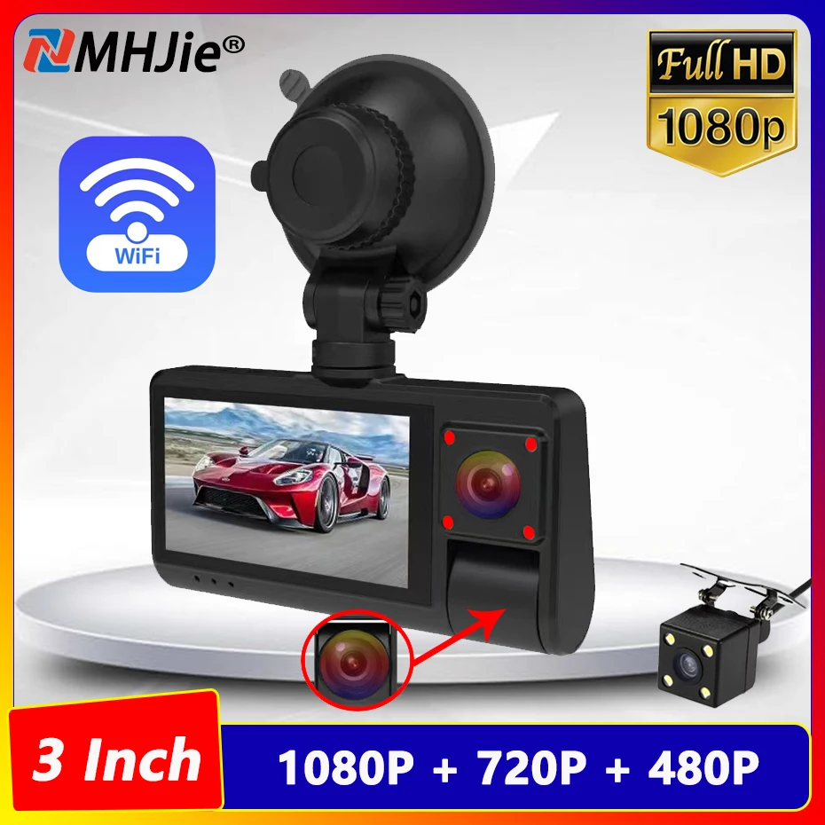 

Автомобильный видеорегистратор 3 дюйма, 1080P, с двумя объективами, Wi-Fi, для автомобилей, 24-часовой видеонаблюдение, мониторинг парковки, автомобильные аксессуары