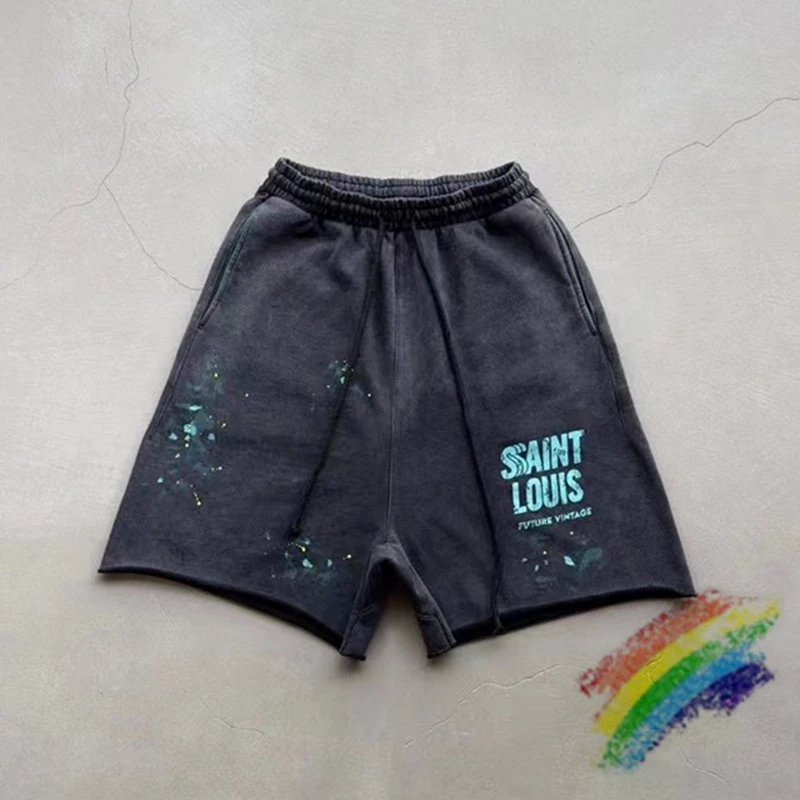 

Speckled Ink Saint Louis Shorts Men Women 2023ss Graffiti Drawstring Oversized Nice Washed Shorts