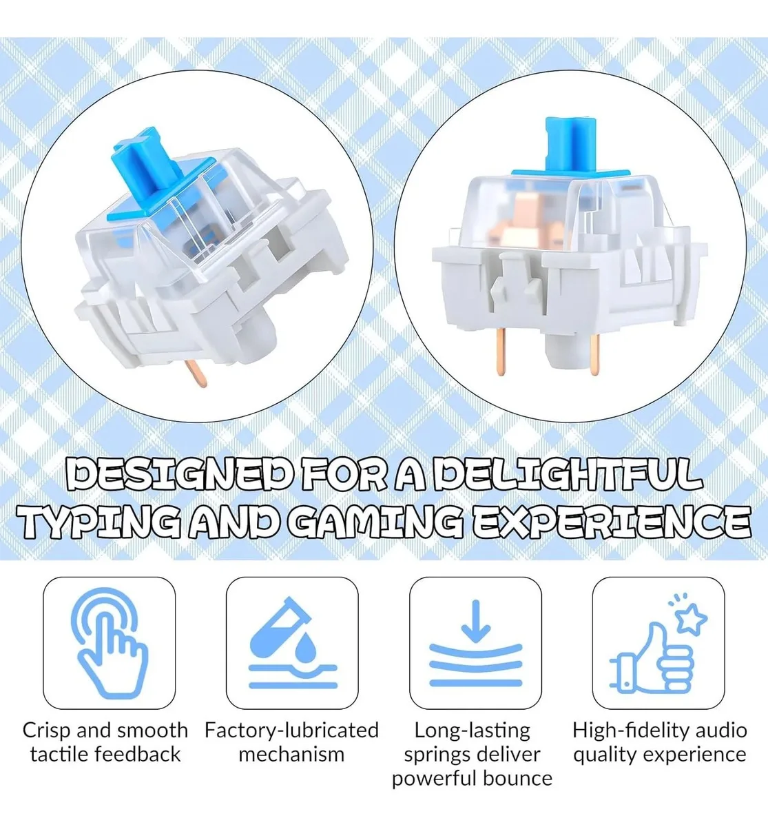 50 PCS Mechanical Keyboard Switches Keyboard Clicker 3 Pin Blue Switch Replacement Keyboards Keys ﻿ - view 4