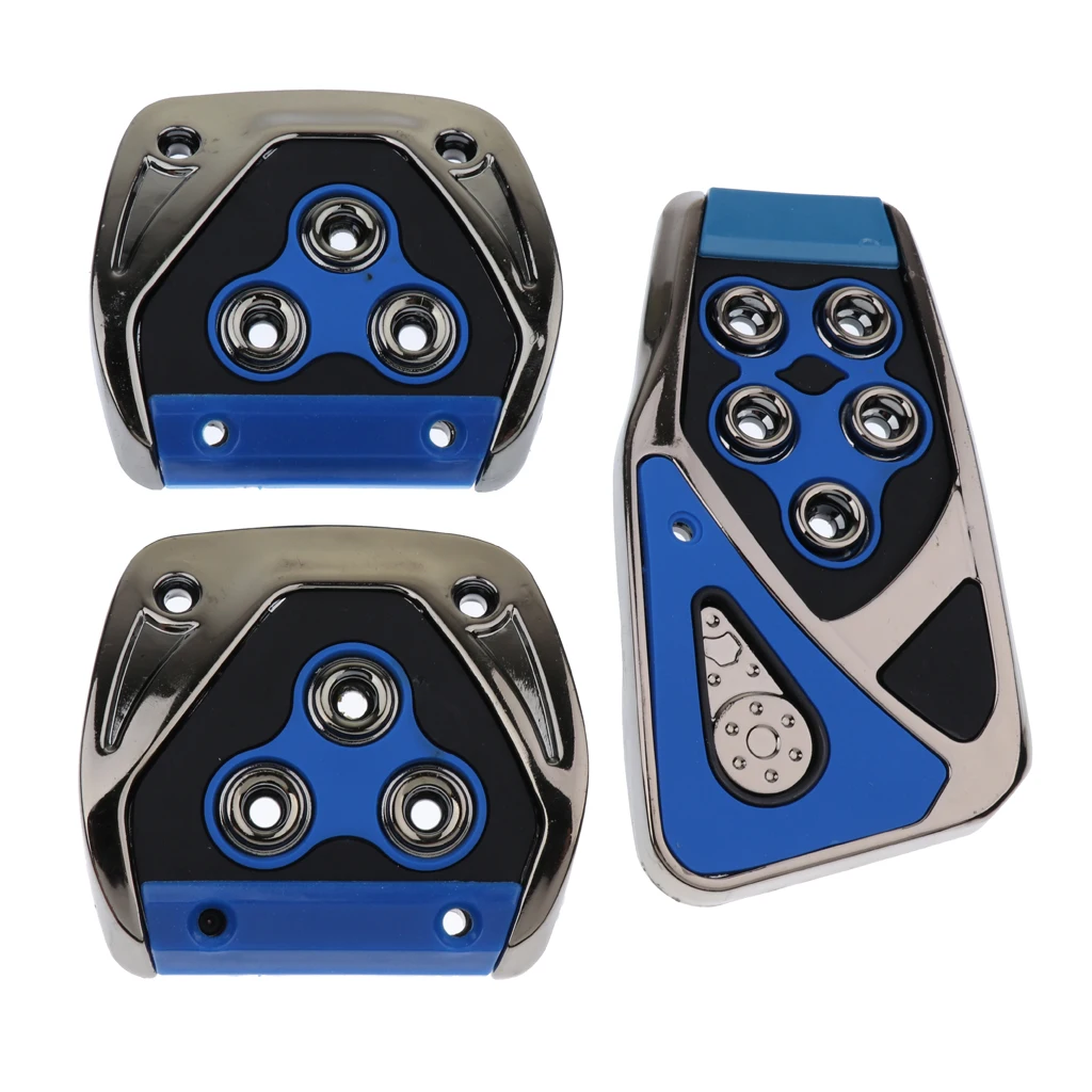 3Pieces Non-Slip Brake Foot Pedals Pads Covers Blue