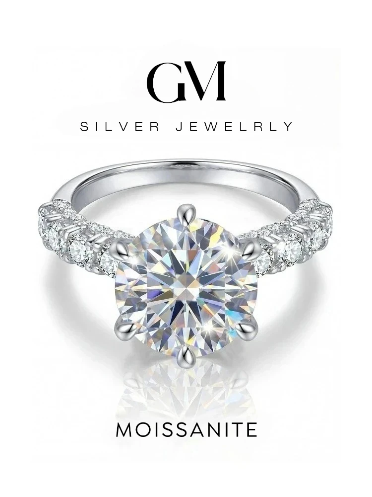 Exquisite Luxury 3CT Certified Moissanite Diamond Large Gemstones Rings for Women 925 Sterling Silver Eternity Wedding Jewelry