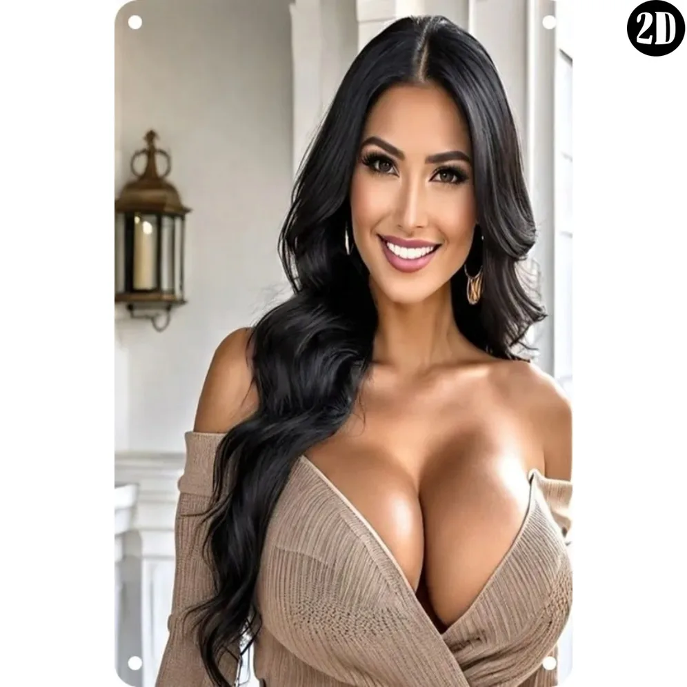 Vintage Metal Tin Sign Retro Wall Decor Off Shoulder Knit Top Indoor Home Lady Plaque For Garage Man Cave Bar Cafe Home