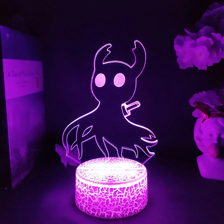 3D LED Light Hollow Knight Figurine Player Hornet Acrylic Night Lamp RGB Flashing Gift Desktop Setup PC Backlight Room Decor