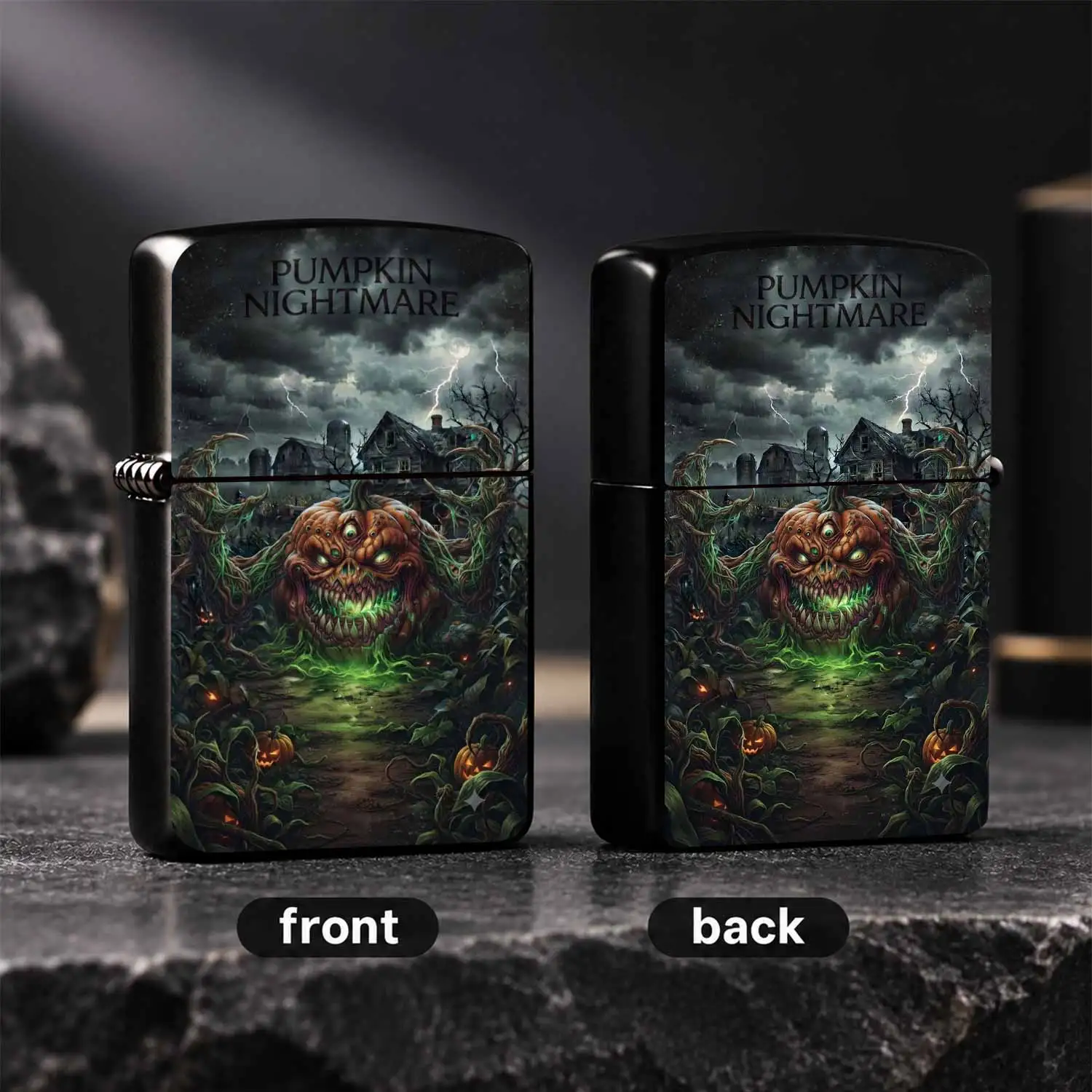 Halloween Pumpkin Nightmare Themed Decorative Lighter, Spooky Abandoned Farmhouse Horror Style Portable Accessory, Full Scene Usable Creative Trendy Ornament For Holiday Daily Gifting  A Humorous And Interesting Lighter