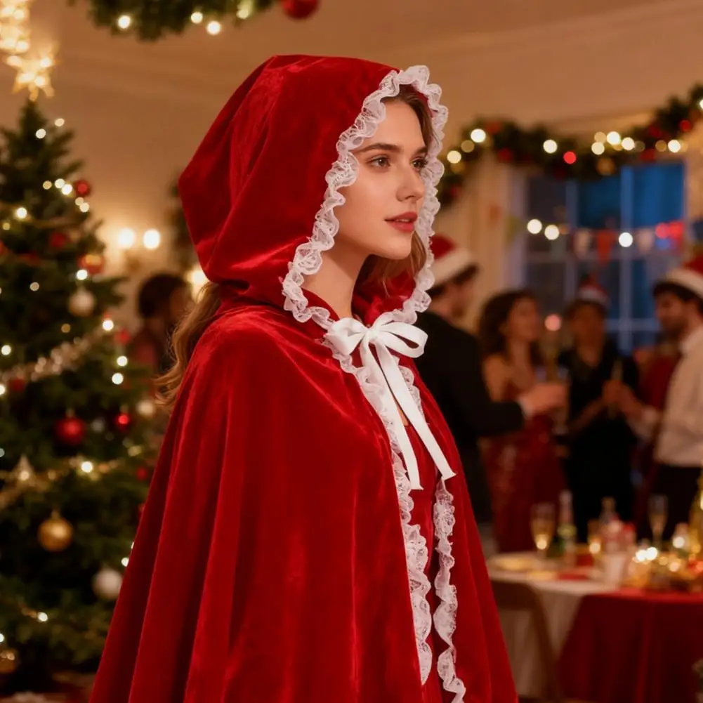 Costume da mantello con cappuccio Costume rinascimentale Mantello con cappuccio in velluto Set per adulti Cappuccetto rinascimentale per Halloween