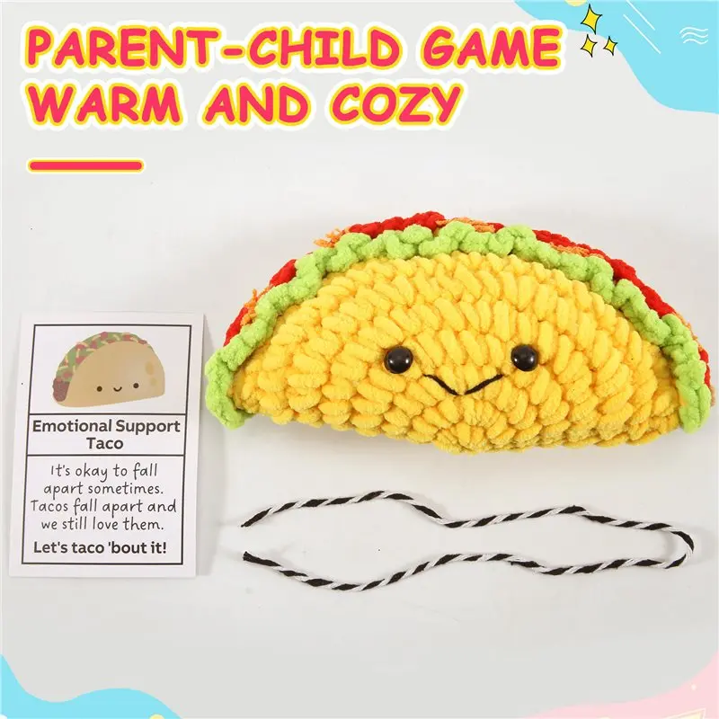 PZHI-Crochet Small Crochet Mini Taco Cartoon Cute Crochet Taco Plush Cheer Up Knitted