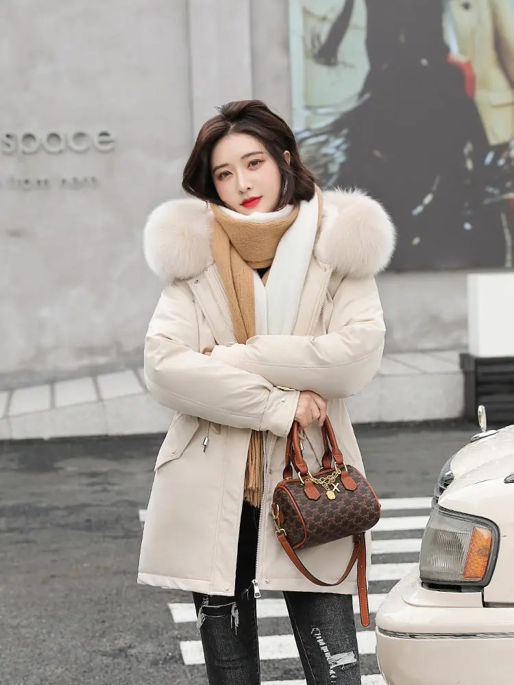 Vielleicht 2022 New Cotton Thicken Warm Autumn Winter Jacket Coat Women Casual Long Parka Winter Clothes Fur Lining Hooded Coats