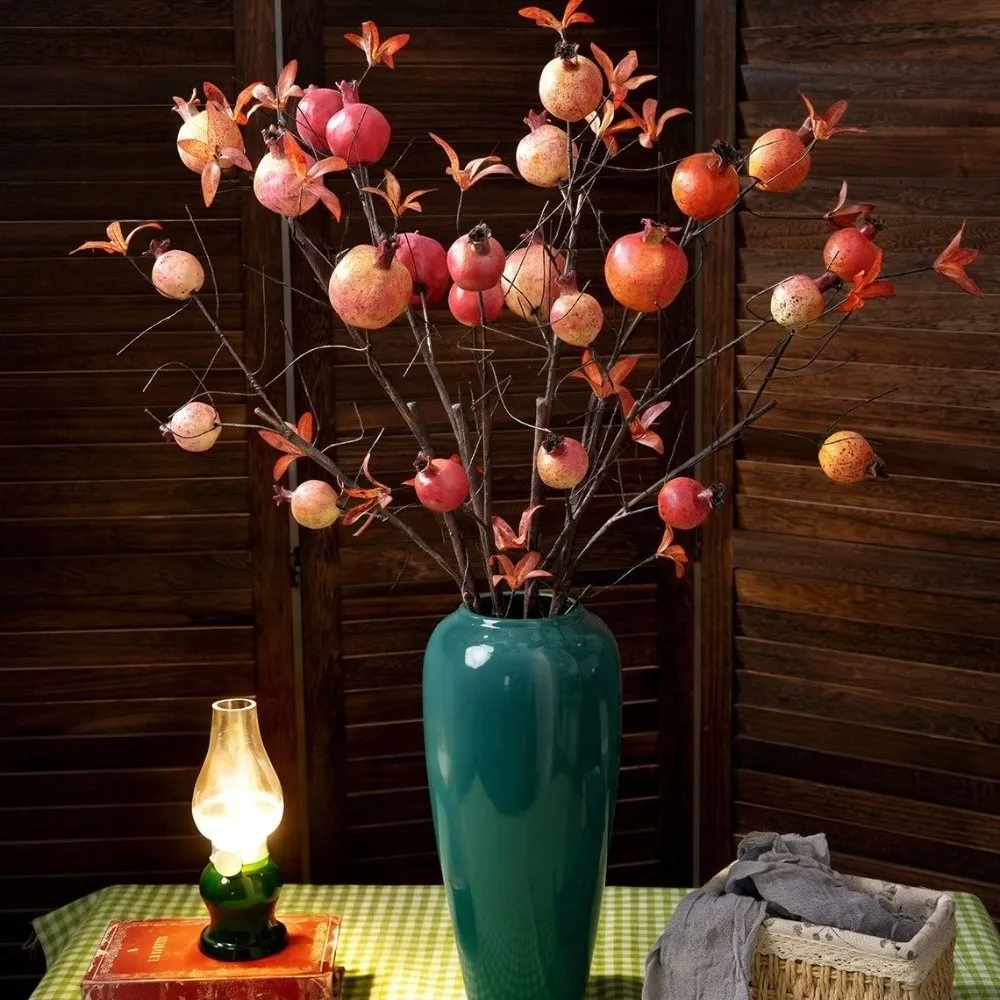 

6 Fruits Artificial Pomegranate Branches Realistic Handmade Simulation Pomegranate Fruit Plastic Fake Plants