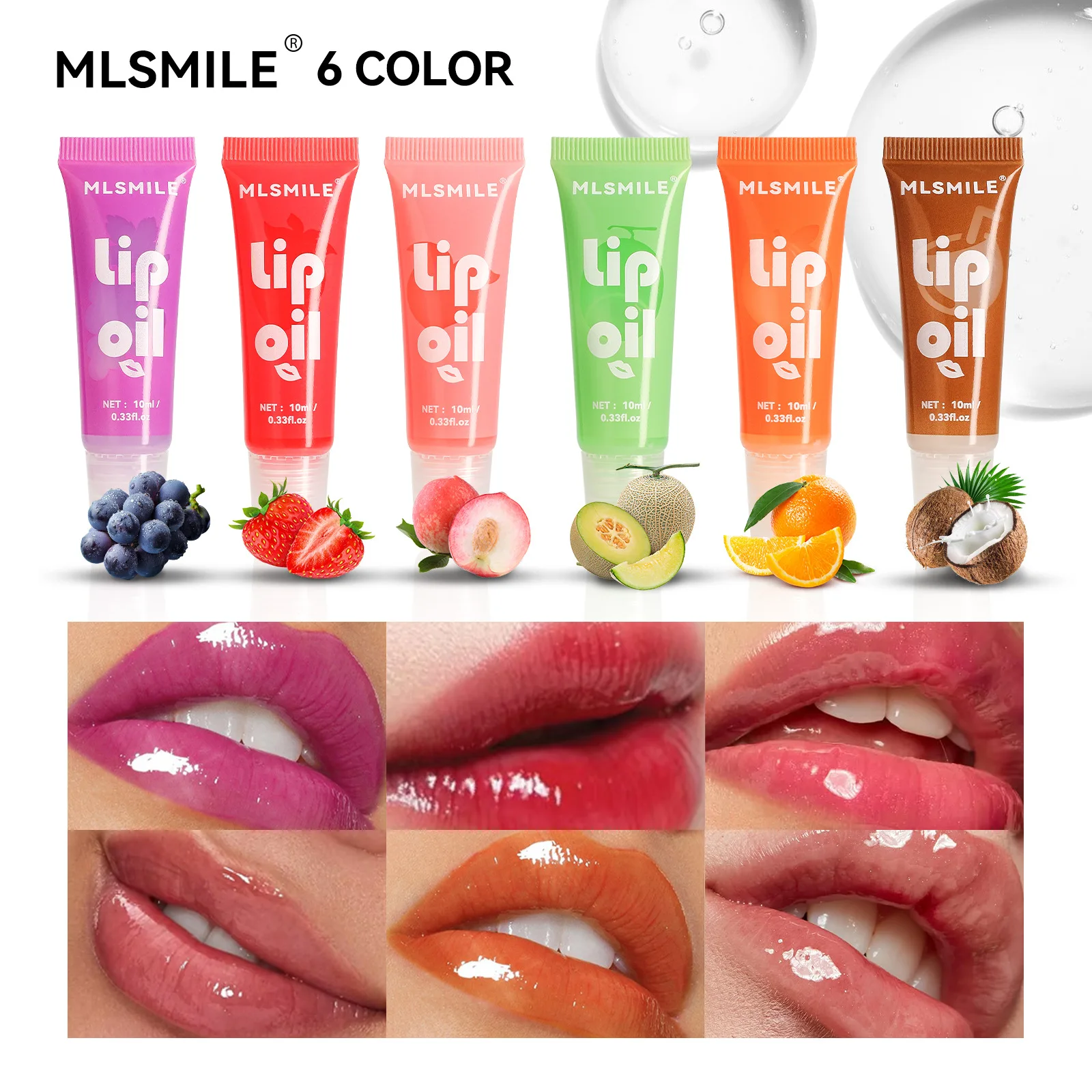 MLSMILE6 color fruit flavor moisturizing mirror lip gloss foreign trade makeup lasting moisturizing lip gloss wholesale