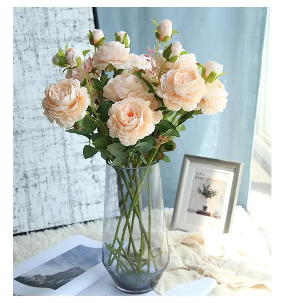 Silk Flower Silk Flowers Simulation Tea Rose Silk Flower Artificial Rose Artificial Flower Party Ornaments Home Decor Lavender