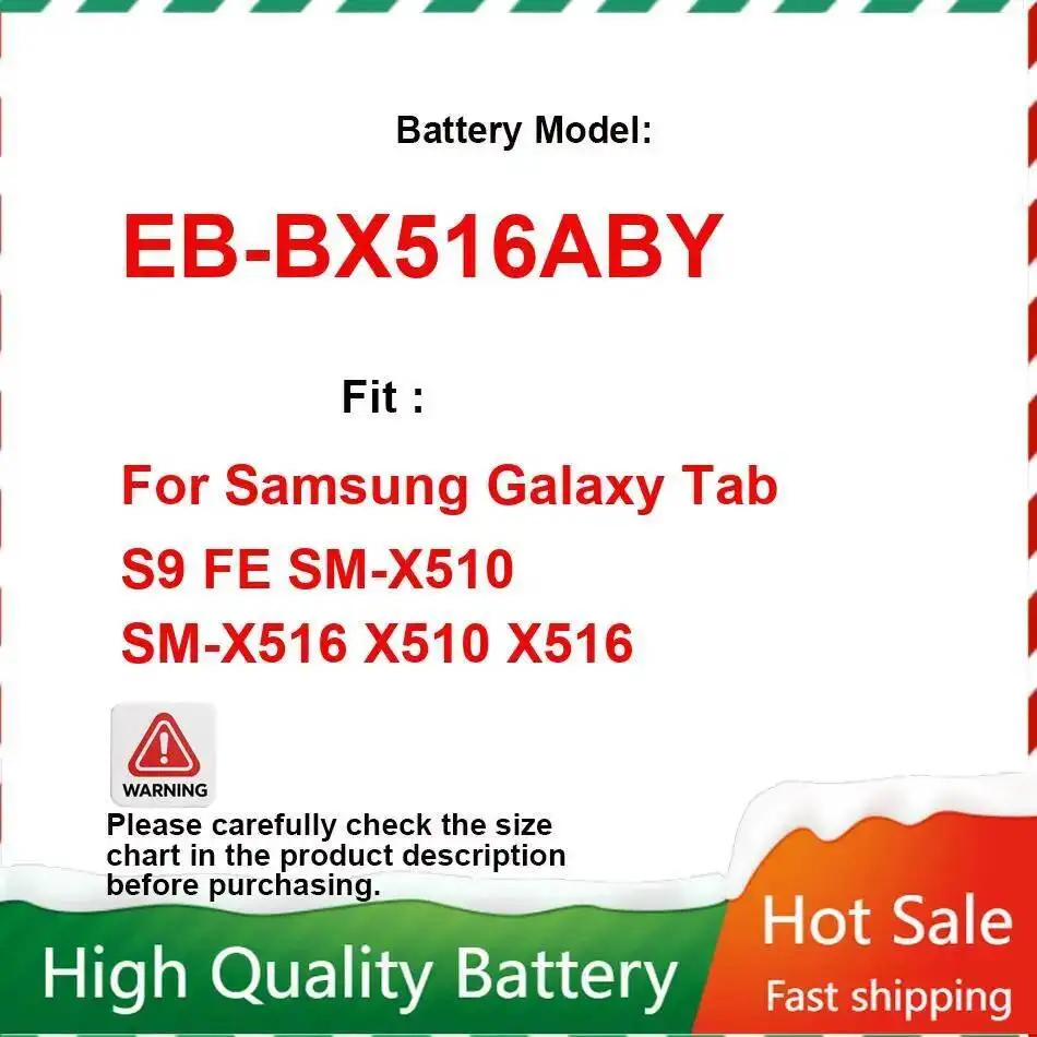 

EB-BX516ABY Аккумулятор для планшета Samsung Galaxy Tab S9 FE SM-X510 SM-X516 X510 X516 Надежная мощность 8000 мАч