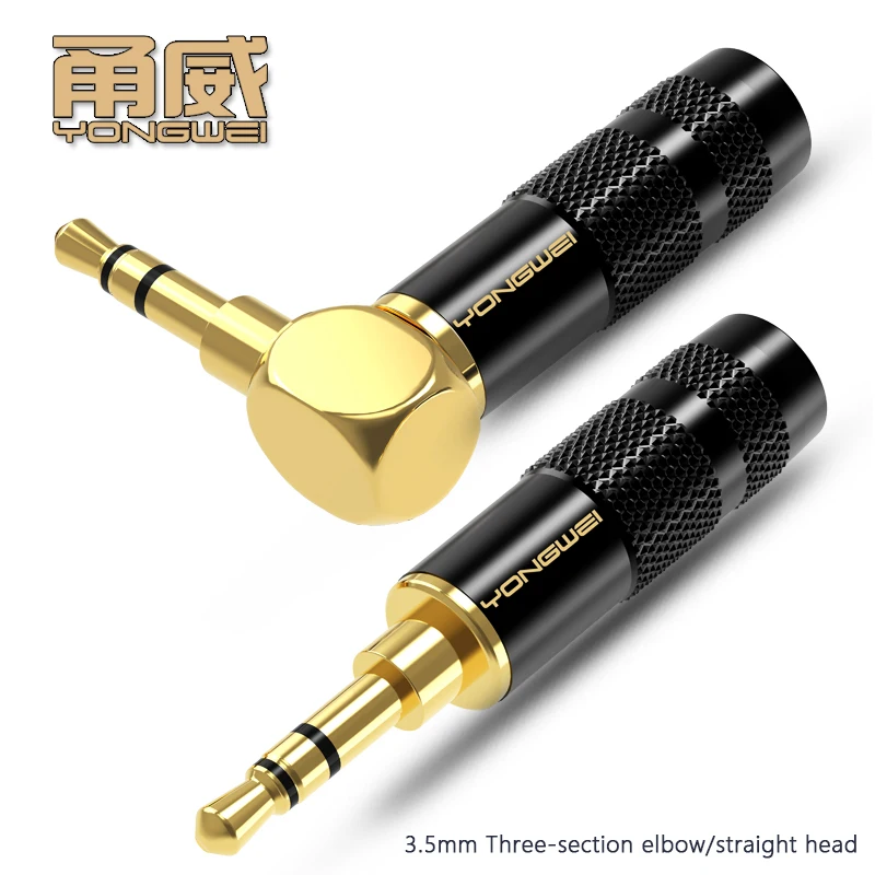 YONGWEI 3.5mm Headphone Extension Cable Plug AUX Car Audio microphone Stereo 90°DIY Gold-plated Connect the welding service plug