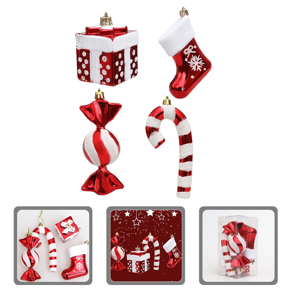 

4Pcs Candy Cane Hanging Ornament Christmas Decorations for Tree Window Door Patio Home Garden Xmas Party Decoration Supplies