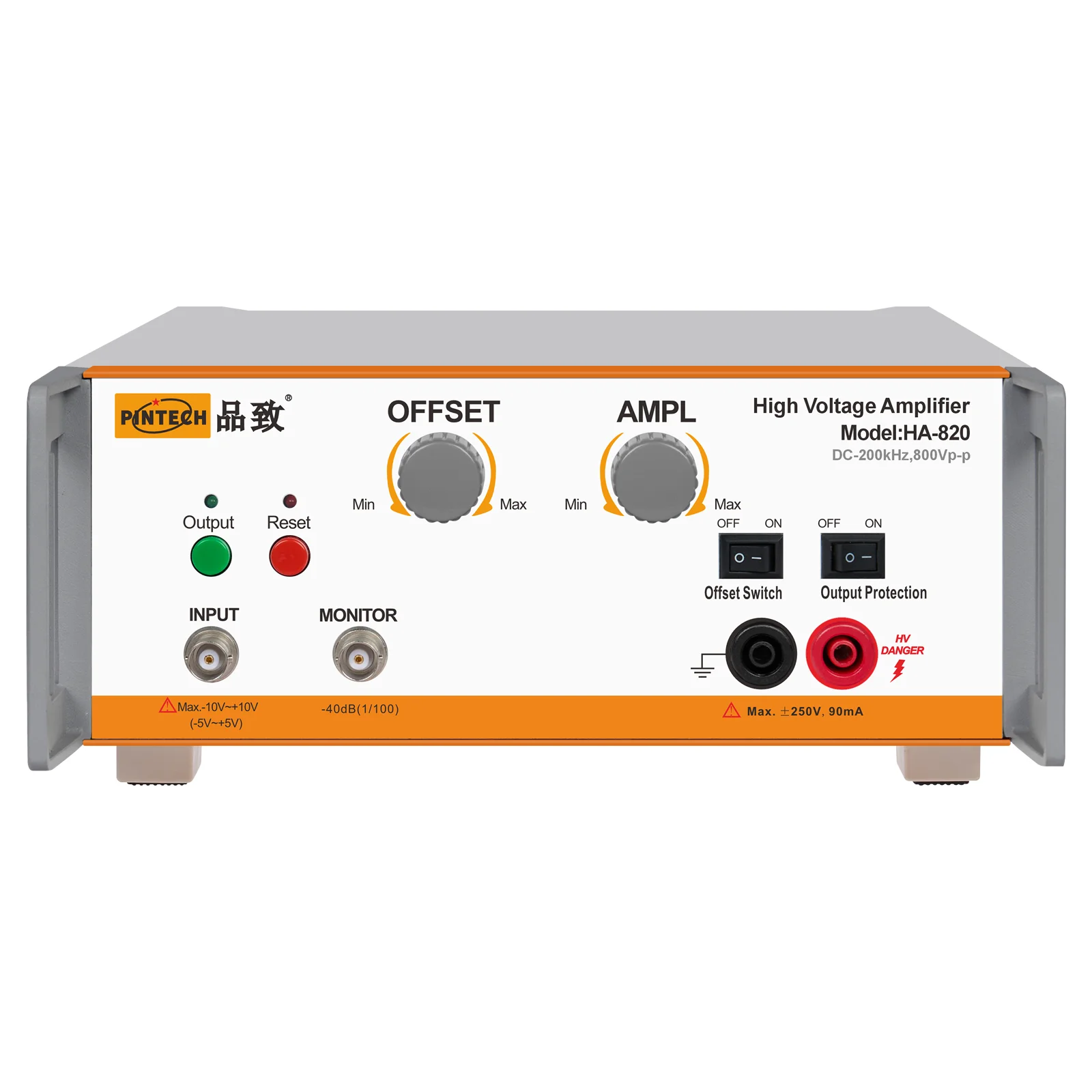 PINTECH HA-820 High Voltage Amplifier, 200kHz, 800Vp-p, Waveform Generator Voltage Signal Amplifier with Output Protection
