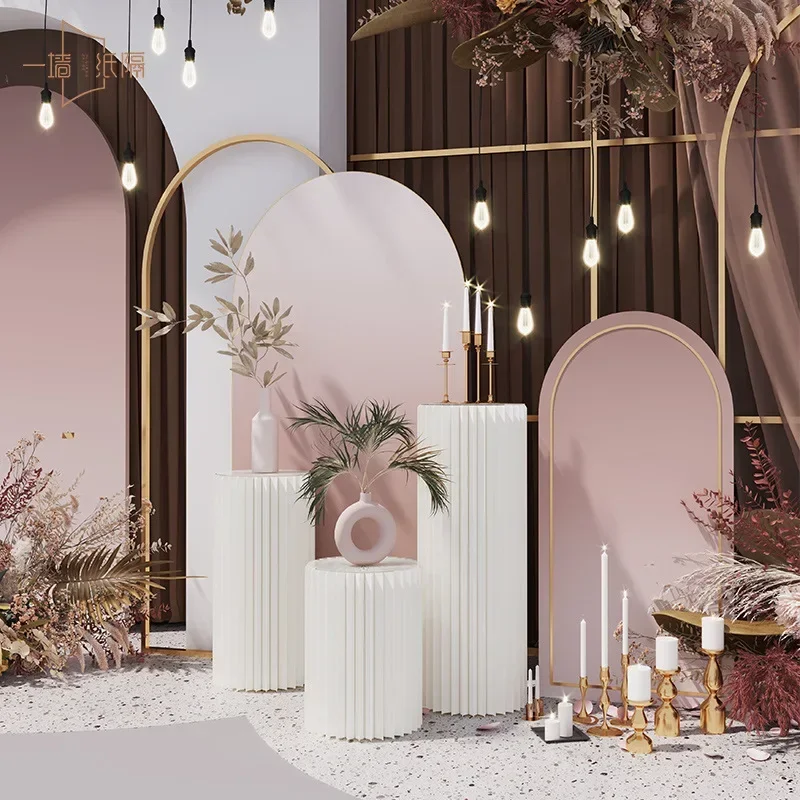 Roman column Wedding cylinder Exhibition stand Display stand Dessert stand Paper road guide ornament Folding shopping mall