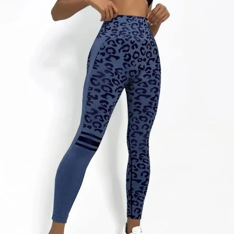 Seamless Leopard Leggings Women High Waist Leggings Fitness Hip Liftting Knitting Fashion Tights Gym Trainning Yoga Slim Pants
