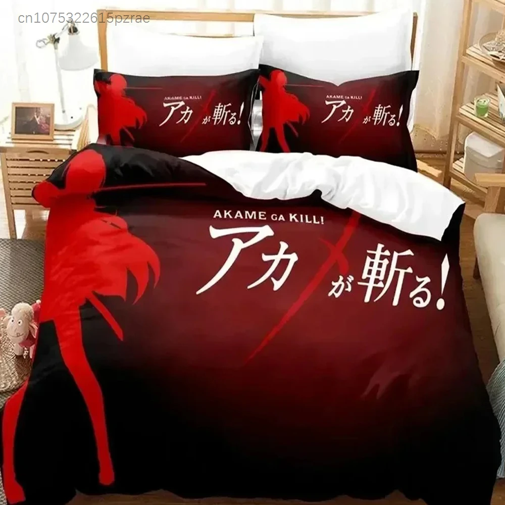 Anime Akame Ga Kill Esdeath Bedding Set 3D Printed Suitable For Bedroom Duvet Cover Set With Pillowcases Kids Home Textile