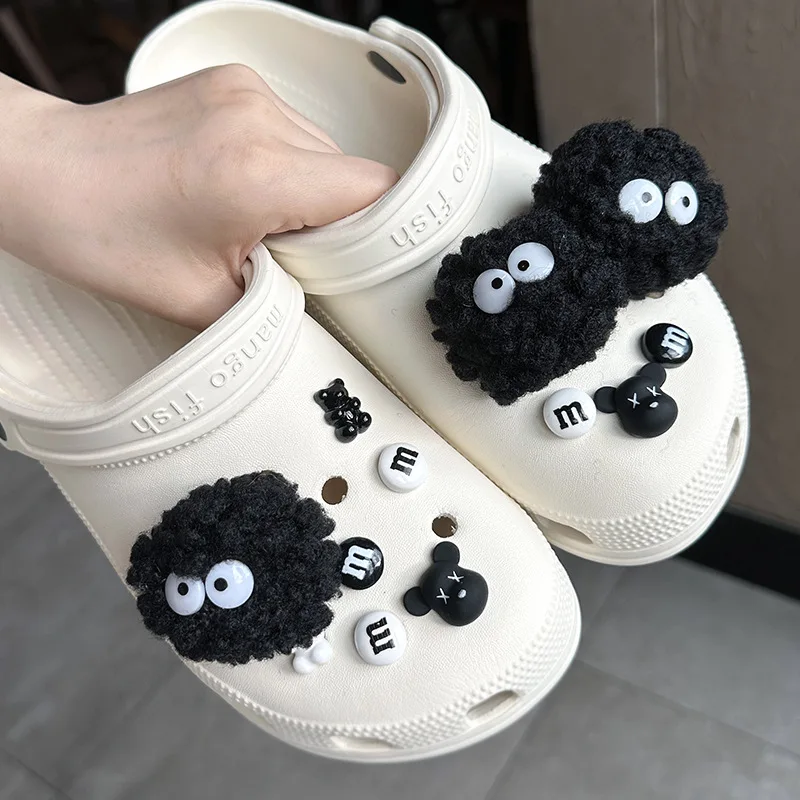 New Black Devil Plush Ball Shoe Charms Set Lovely Decoration Accessories for Shoes - Adorable Gift Idea for Fashionistas