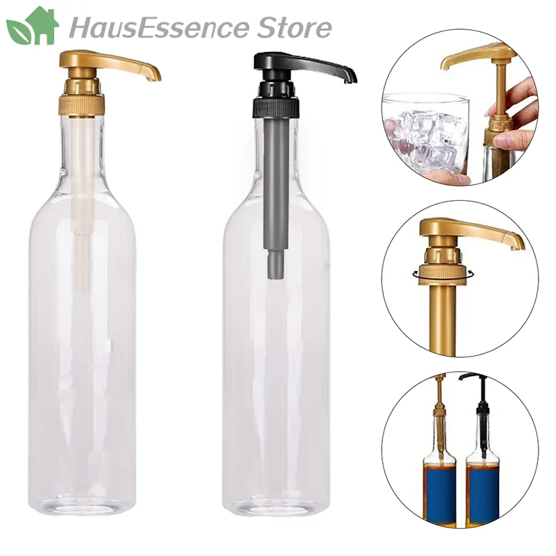 ※750ml Garrafa Transparente com Bomba Dosadora para Xarope de Café, Mel, Leite e Outros Líquidos - Ideal para Servir