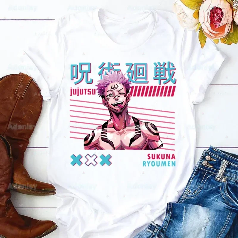 Sukuna Ryomen Jujutsu Kaisen Anime Summer Print Lady T-shirts Top T Shirt Ladies Womens Graphic Female Tee T-Shirt