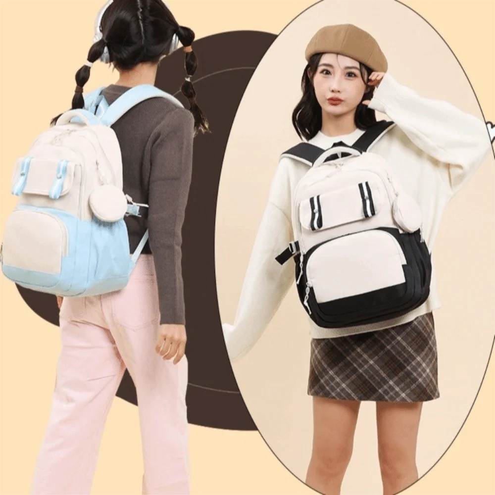 Oxford cloth Student Backpack Korean Style Harajuku Student School Bag Large Capacity Multiple Pockets Shoulders Bag Kids