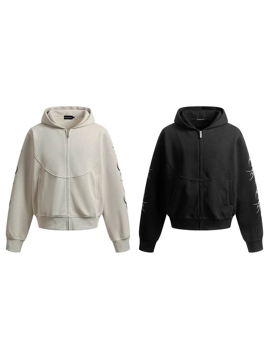 

Мужская толстовка TR BRUIFT в американском уличном стиле, с эффектом потертости, свободного кроя, на молнии, модная, трендовая