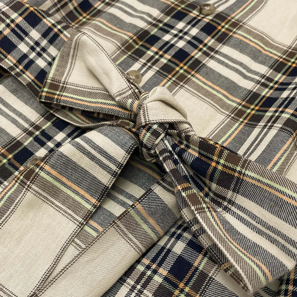 بلوزات نسائية منقوشة من القطن 100% بربطة خصر بسيطة وأنيقة للركاب قميص غير رسمي لخريف وشتاء 2025 وصل حديثًا Y2K #4