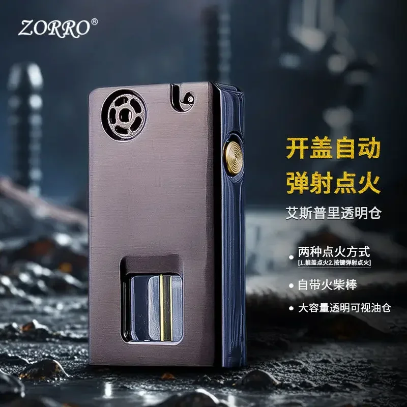 ZORRO Transparent Oil Tank come on Lighter, Ejection Ignition Asprey Personalized Creative High-end Gift for Boyfriend