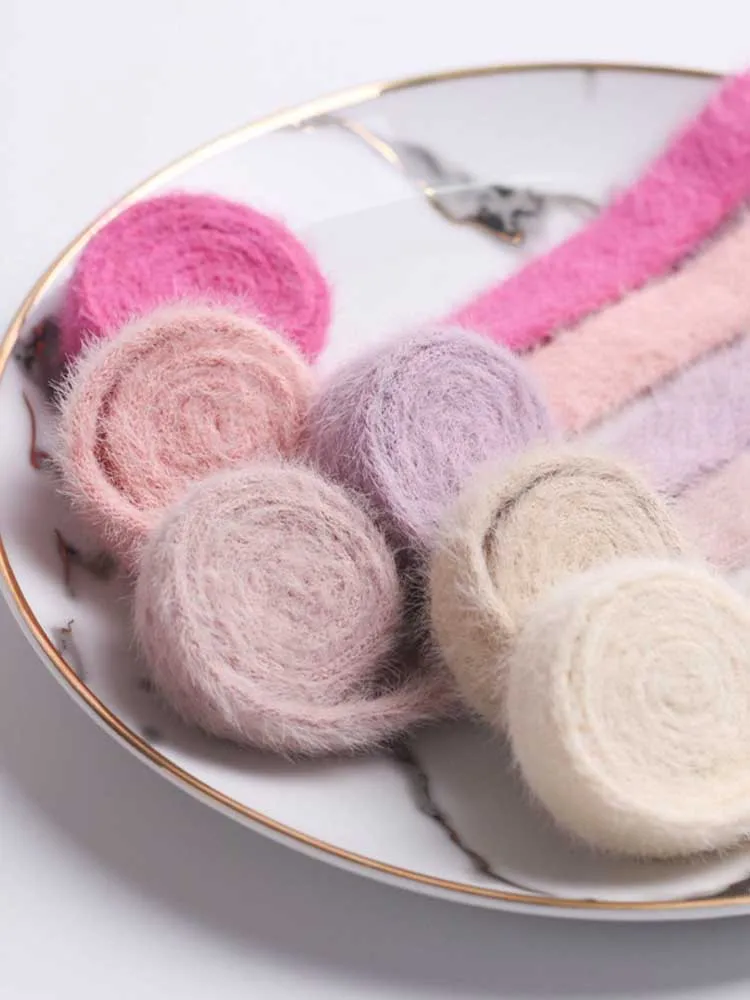 Ruban tricoté en fil de vison, 10Yards, 10mm, en peluche, épais, fin, plat, pour bricolage, nœuds de cheveux, chapeau, accessoires de décoration, emballage cadeau
