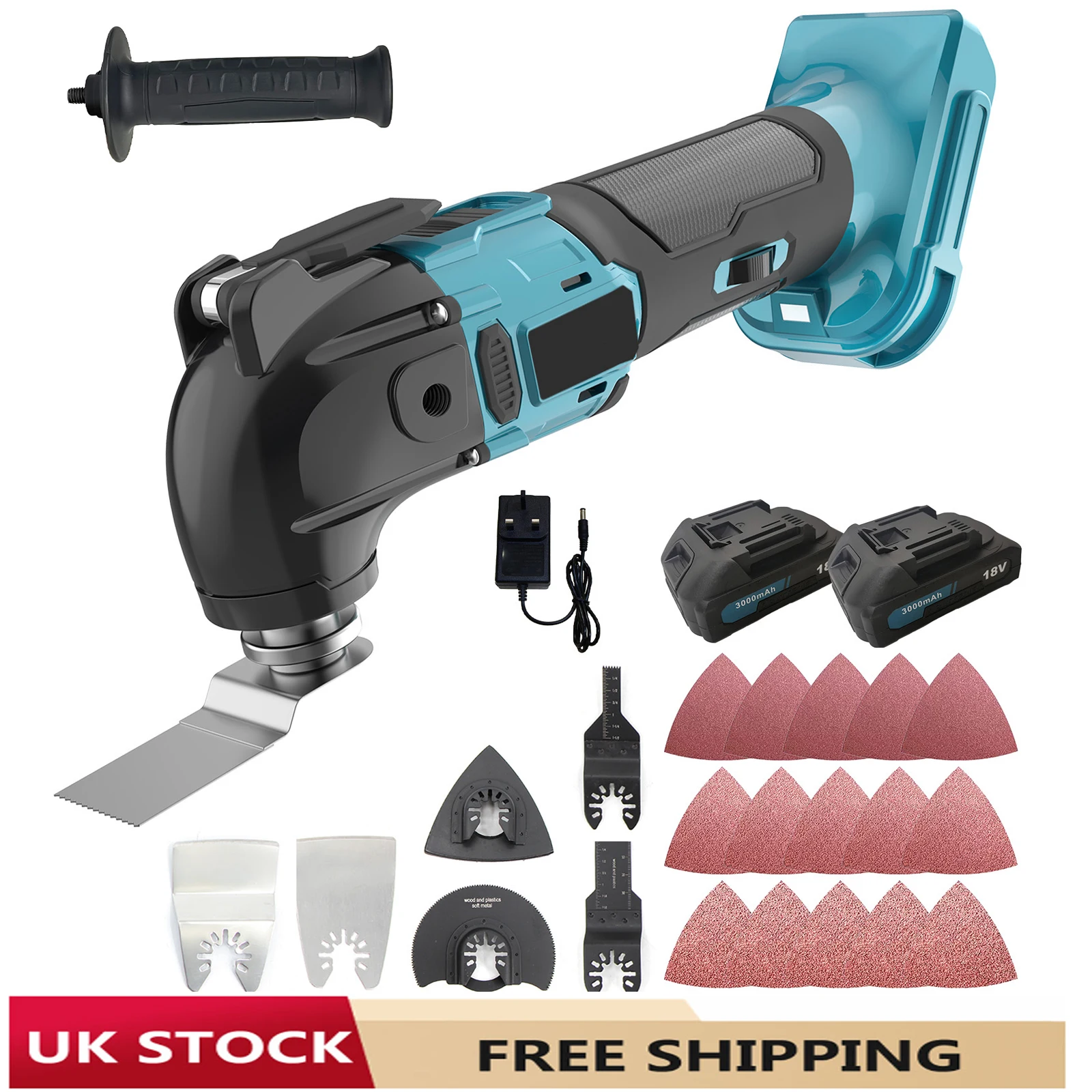 Cordless Oscillating Multi Tool Compatible with Makita 2 Battery, Electric Multifunction Multitool Brushless for Grinding