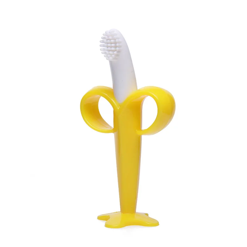 Baby's Silicone Training Toothbrush, BPA Free, Banana Shape Safe Toddler Teether, Chew Toys, Anel de dentição, Presente infantil