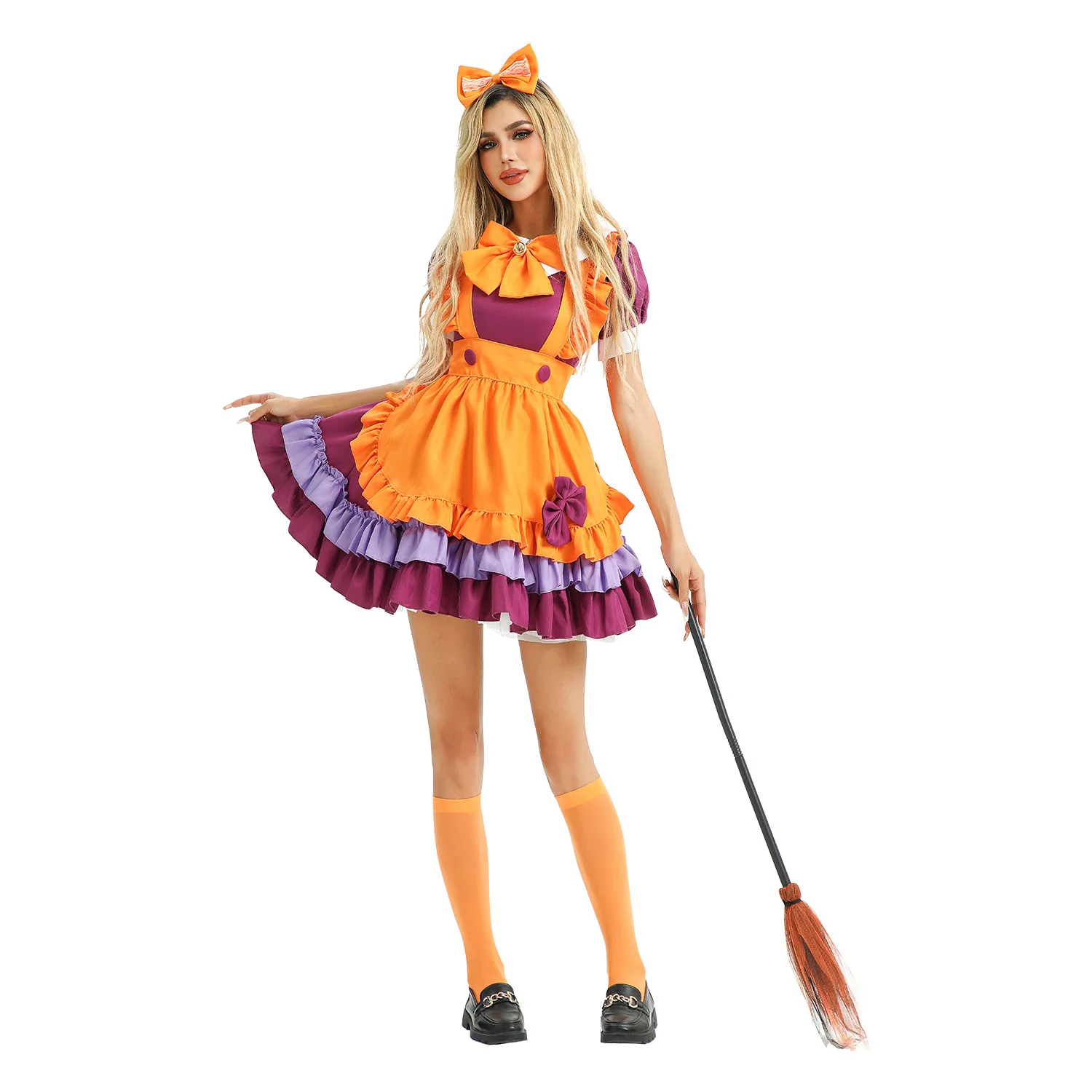 Costume di Halloween di grandi dimensioni Gonna di zucca Lolita Cameriera Uniforme Cosplay Abito da spettacolo teatrale per le donne