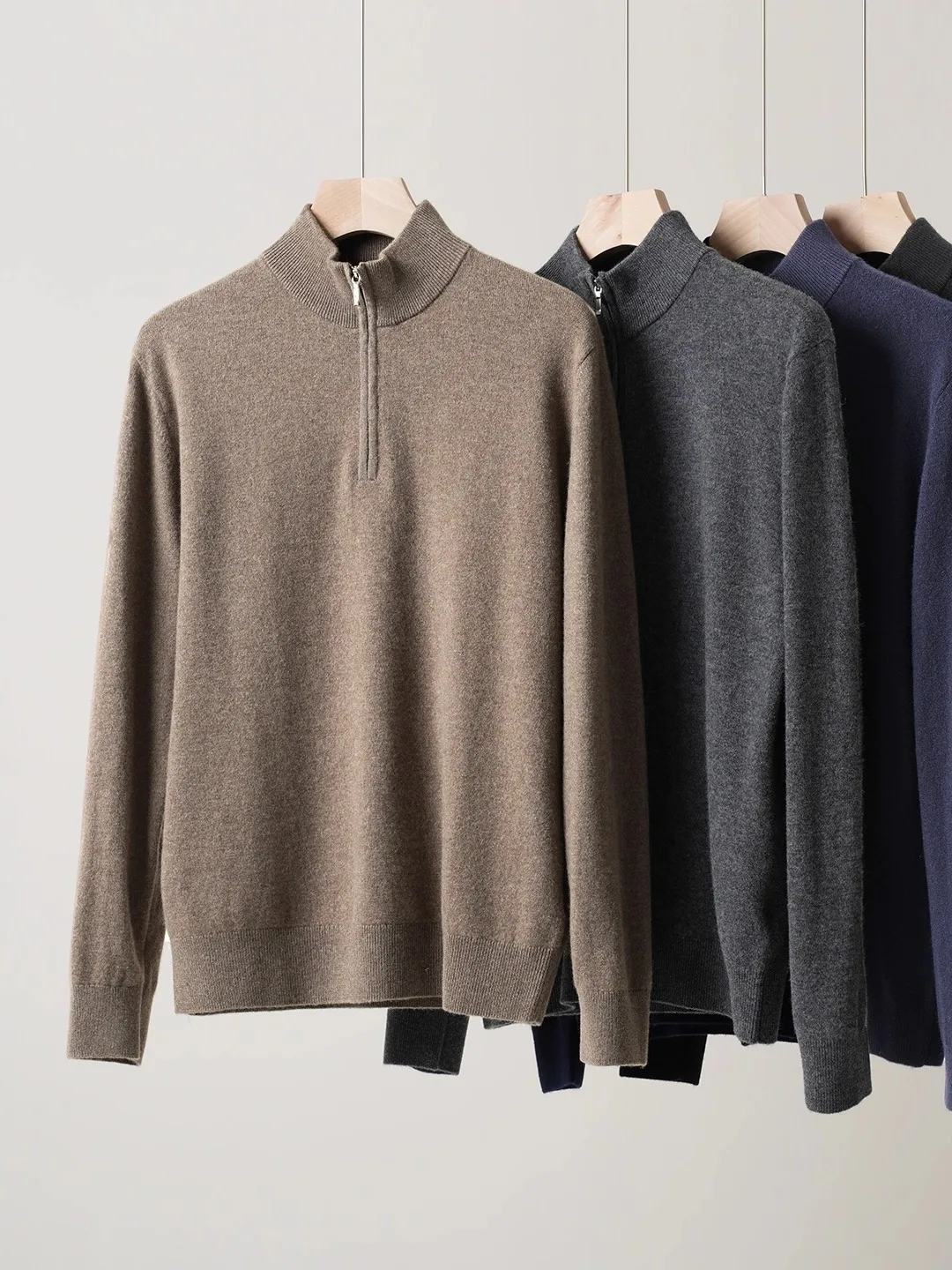 

Men's Camere Wool Zipper Ne Thiened Sweater Casual Sle Winter Faion Soft Straight Cut Long Sve Knitted Top