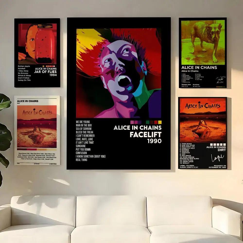 Band A-Alice in Chains Painting Calligraphy Wooden Framed Canvas Poster Wall Art HD Waterproof Print Home Decor