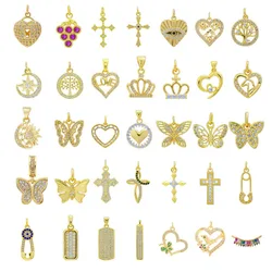 LJRIVER 5 Pcs Luxury Brass Charms for Earring Making Supplies Heart Windmill Butterfly Pendants DIY Accessories Handmade Jewelry