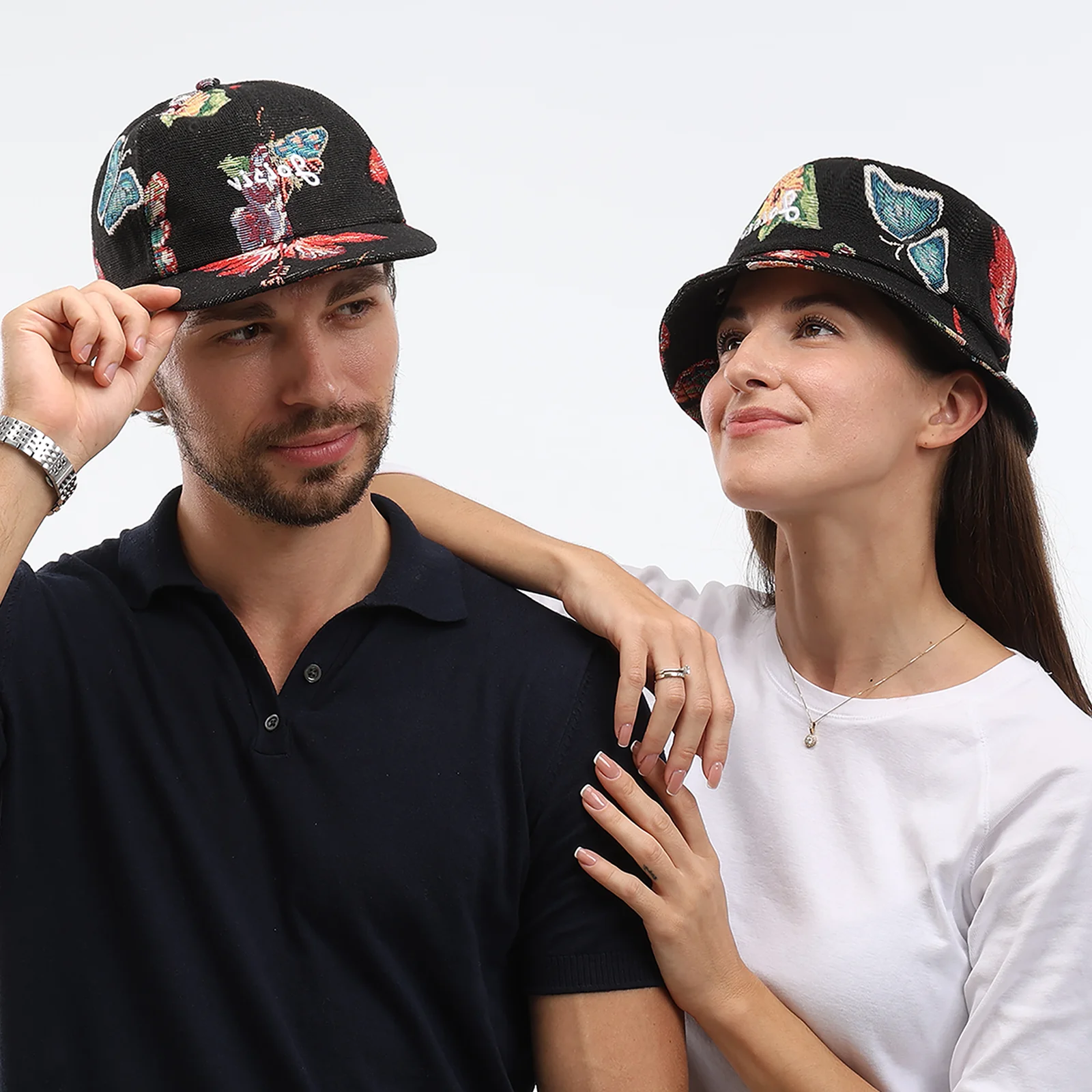 All-Season Adjustable Baseball and Bucket Hats for Couples and Siblings | Stylish Cotton Embroidery | Perfect for Outdoor Travel