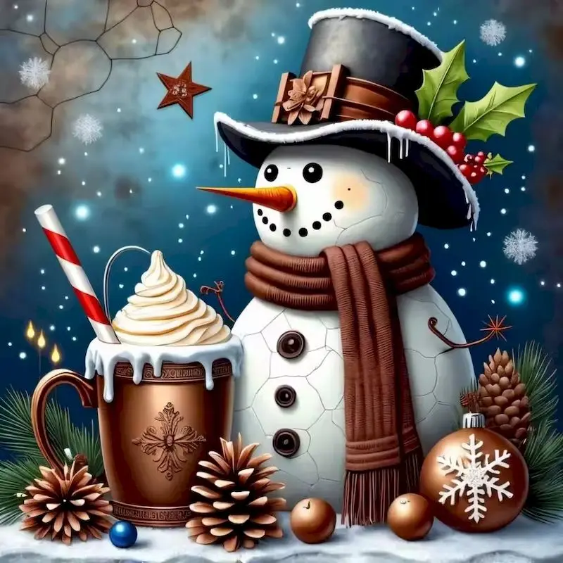 GATYZTORY Volle Runde Diamant Malerei Kits DIY Handwerk Kreuz Stich Kits Schneemann Mosaik Diamant Kunst Weihnachten Dekoration Geschenk