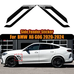Car Side Fender Sticker Shark Gill Air Flow Wing Vent Trim For BMW X6 G06 2020 2021 2022 2023 2024 Car Styling