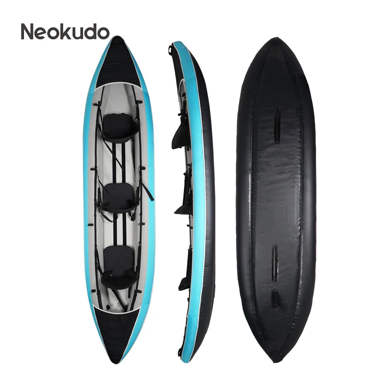 Hot Selling Heavy Duty Coated Fabric 3 Person Inflatable Fishing Kayak Canoe