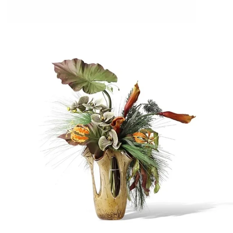 Art glass medieval vase flower arrangement hotel sales office flower arrangement living room entrance restaurant flower ware