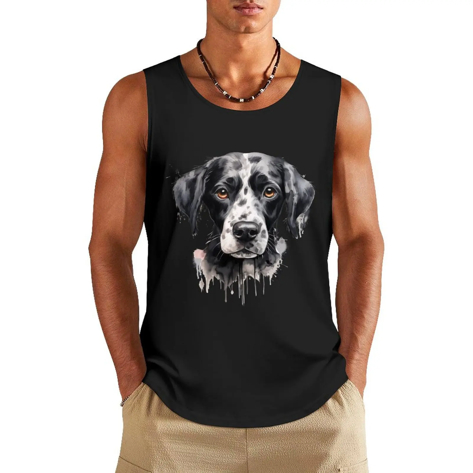 Amantes de los animales, puntero francés, Braque d'Auvergne cachorro camiseta sin mangas ropa de verano para hombres ropa de hombre gimnasio ropa de verano para hombres