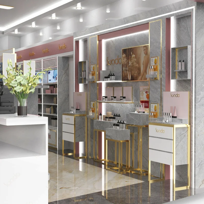 

custom.SUNDO Factory direct nail polish showcases perfume retail store interior design wood beauty display cabinet