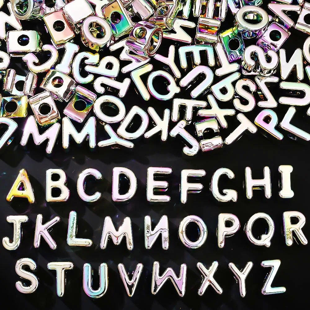 20/50 Stück Bunte Acryl-Alphabetperlen mit Großem Loch, Lose Buchstabenperlen für DIY Schmuckherstellung, Armbänder, Halsketten, Schlüsselanhänger, Bastelarbeiten – Detail 6