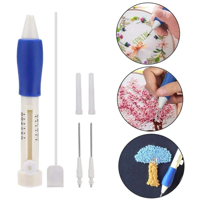 1 Set Embroidery Knitting Pocket Needle Pen Sewing Tool Punching Needle Magic Embroidery Needle Pen DIY Knitting Sewing Tool