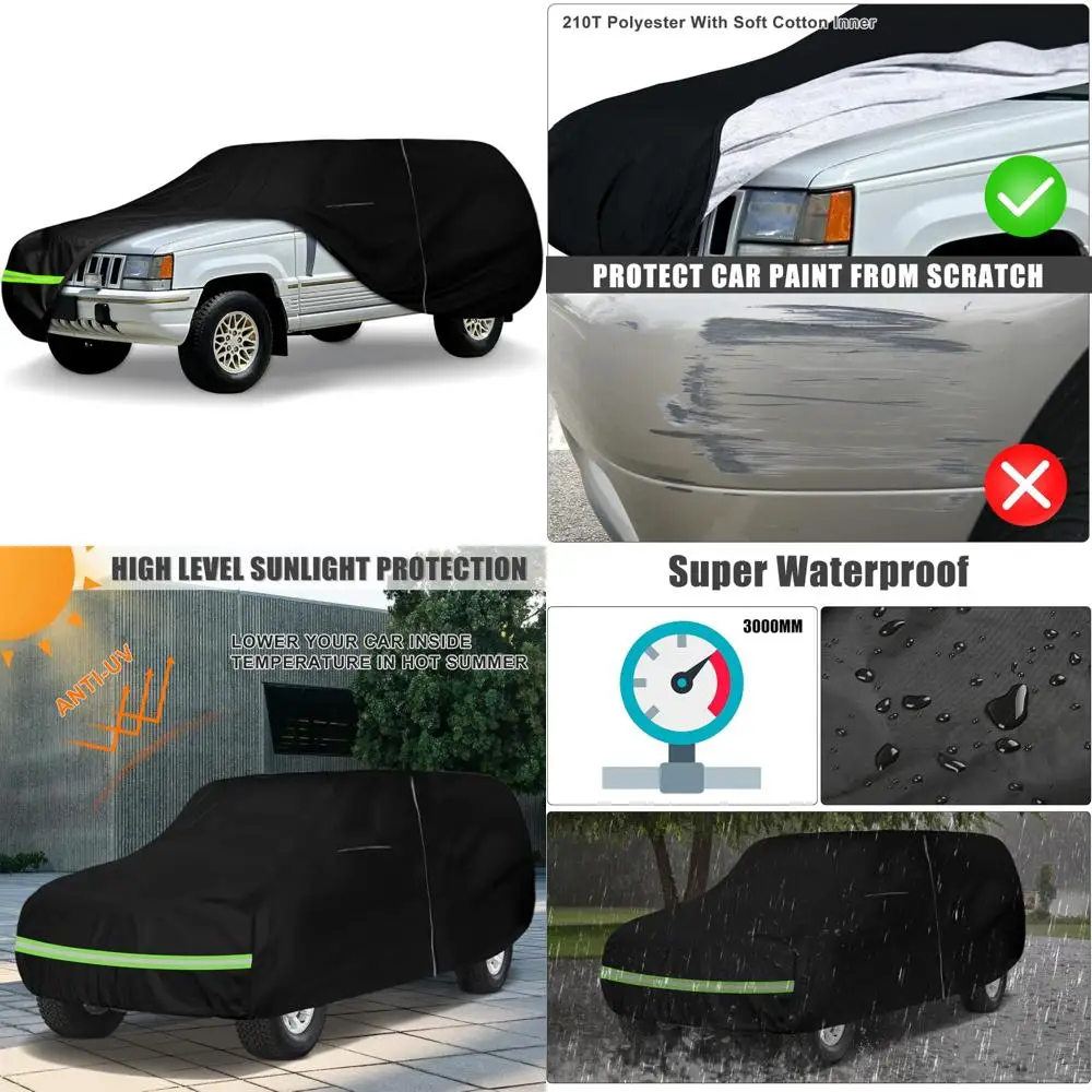 

Всепогодный водонепроницаемый автомобильный чехол для Jeep Grand Cherokee 1993-2010 годов с внутренней хлопковой защитой, подходит для кондиционера на все погоду
